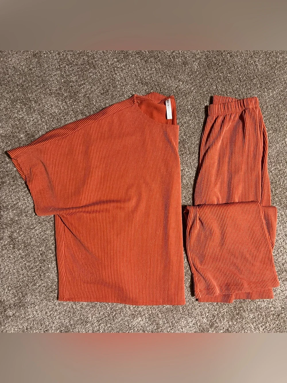 Dear Scarlett Ribbed Travel Set Terracotta Wide Leg Pants Matching Set Small